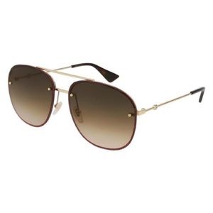 Gucci Sunglasses Red glitter frame aviator unisex gold GUCCI GG0227S 003 NEW